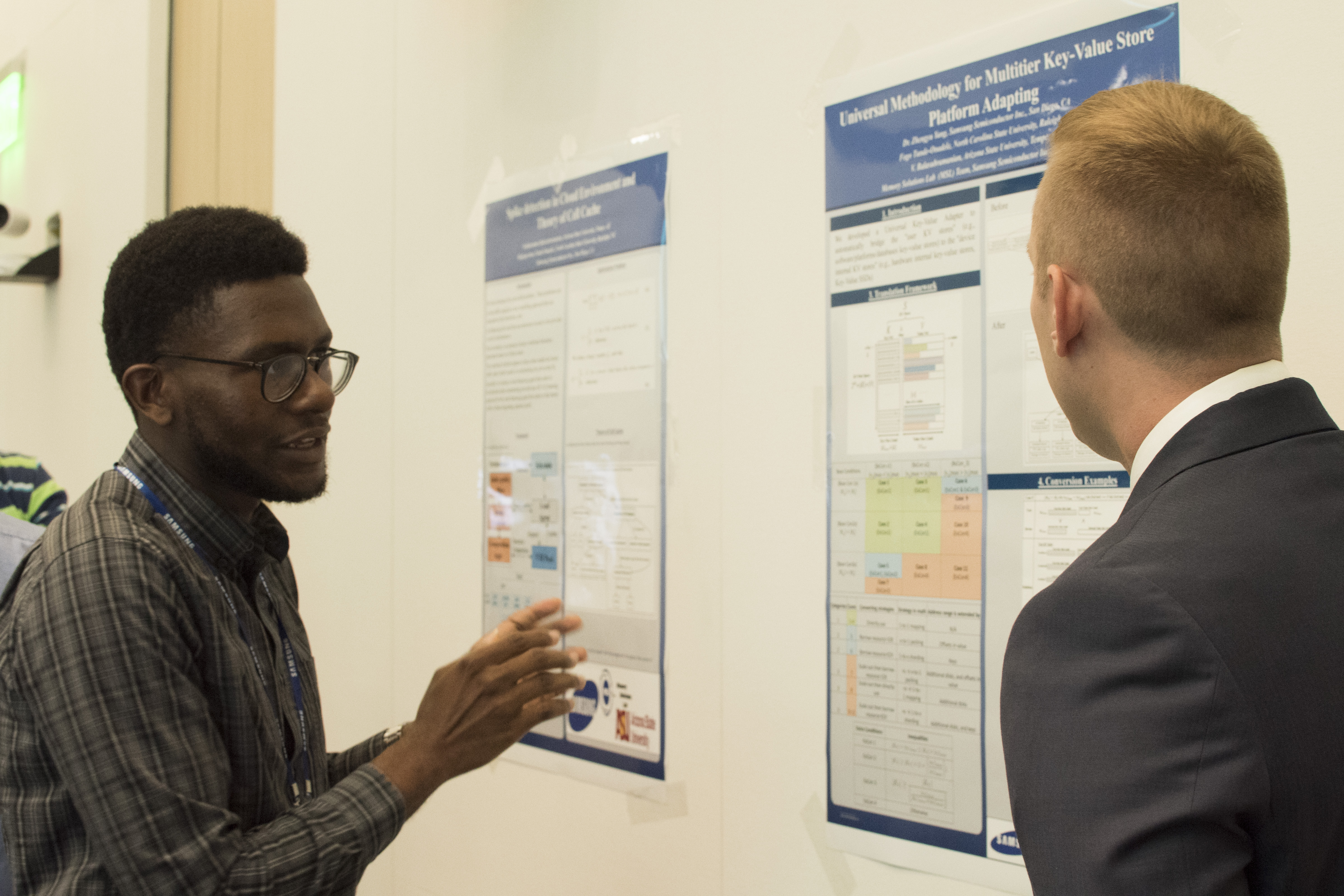 Fogo in action, giving a research poster presentation